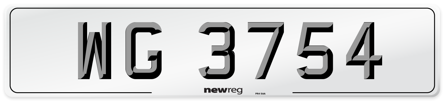 WG 3754 Number Plate from New Reg